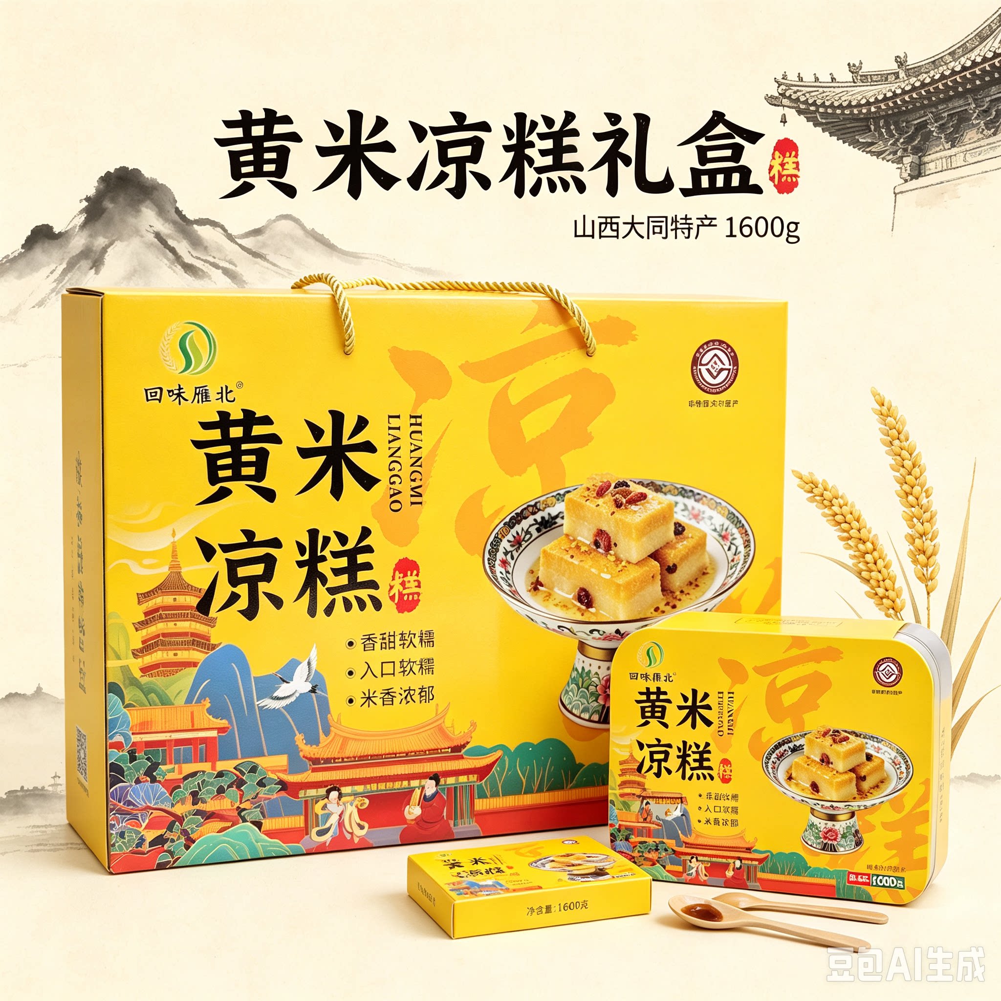 山西特产大同特产回味雁北黄米凉糕200g独立碗装桂花味即食凉糕