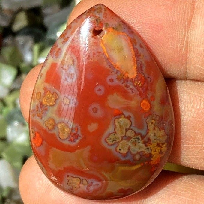 精品粉色草花战国红玛瑙吊坠旺财吊坠男女项链挂坠配坠收藏级