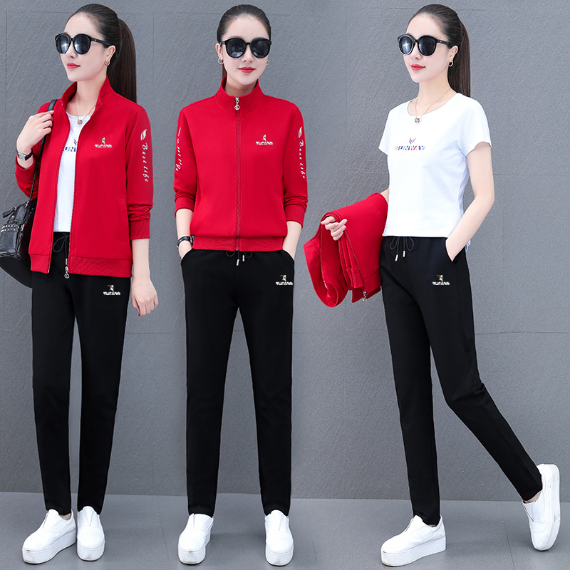 女户外运动套装防风妈妈三件套棉