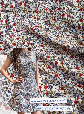 doen纯棉印花布料全棉80支府绸法式小碎花连衣裙衬衫发圈手工面料