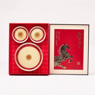 马到成功包装盒新年双拼三拼礼盒鲍鱼海参元贝海味五拼礼品盒子空