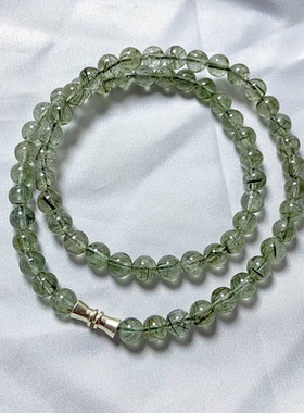 天然绿发晶项链女幽灵绿色水晶串珠锁骨链招财旺事业五行补木饰品