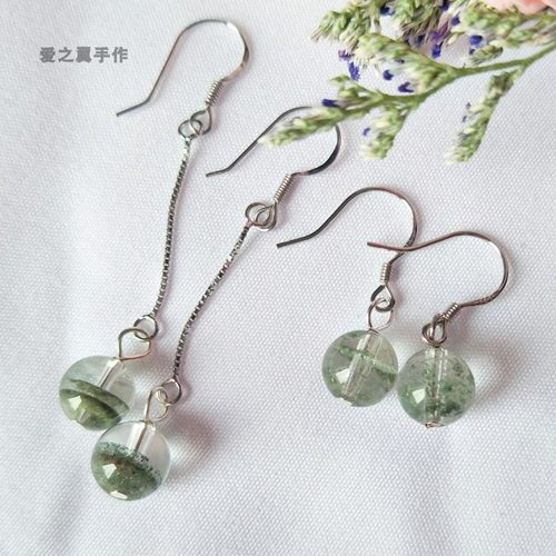 天然绿幽灵耳环女耳坠耳饰品