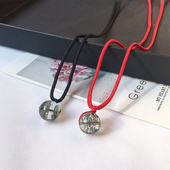 天然绿幽灵水晶项链女简约可调节红绳黑绳转运珠锁骨链吊坠挂绳