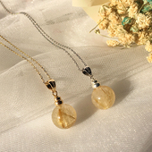 天然金发晶钛晶项链女黄发晶吊坠锁骨链 招财运守财闺蜜生日礼物