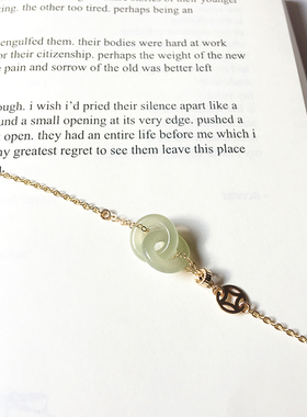 天然和田玉平安扣环环相扣手链女