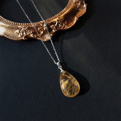 金发晶吊坠项链铜发晶水滴挂件