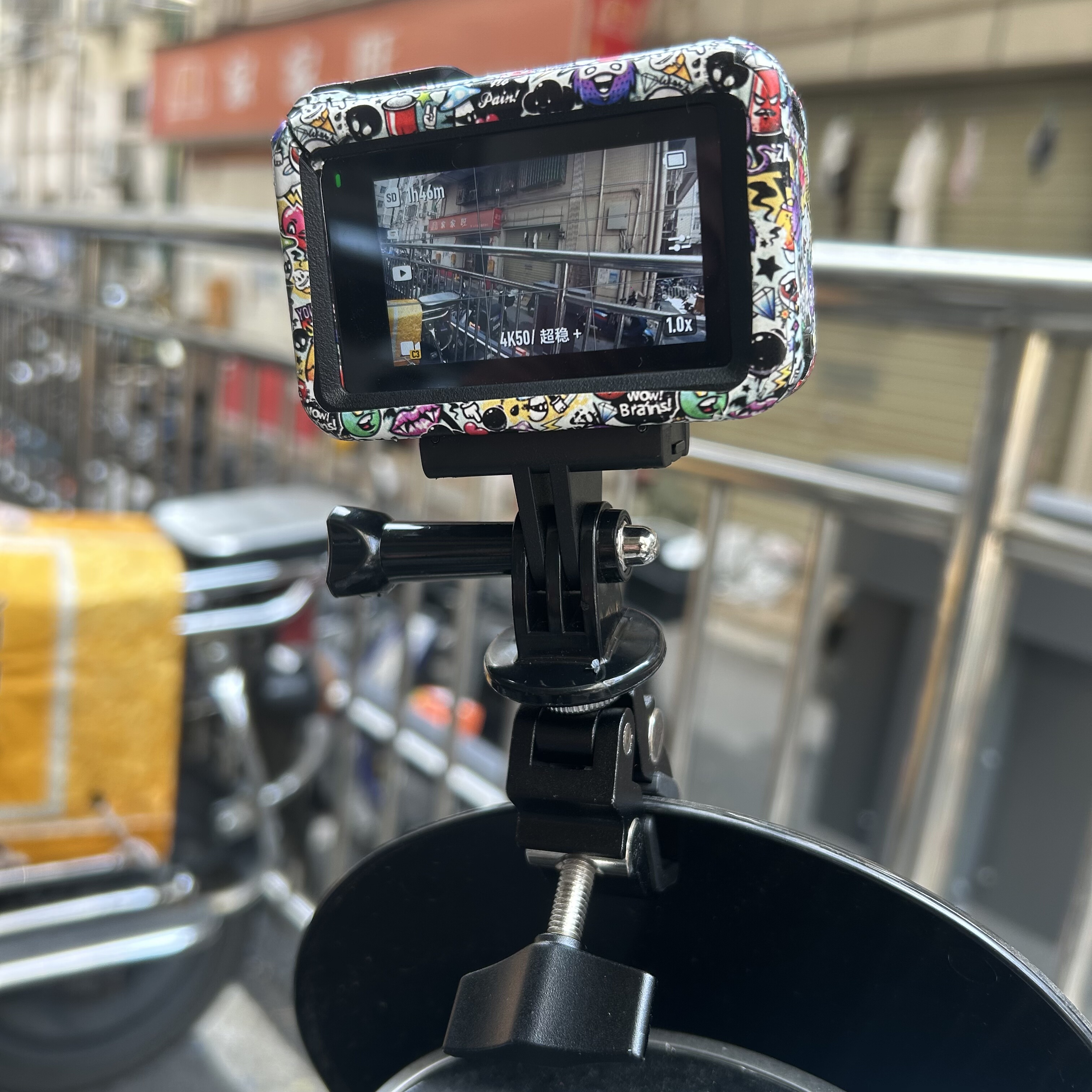 大疆影石360运动相机摩托车风挡夹电动车玻璃挡风板固定支架骑行