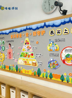 食品主题墙环创素材健康饮食金字塔学校网络防溺水黑板报