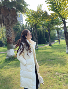 小小家 小个子直筒修身保暖羽绒服连帽小码中长款显高外150xs套