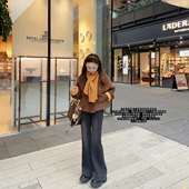 小个子小码 加绒加厚喇叭牛仔裤 高腰窄版 小小家 阔腿灰色裤 子显高