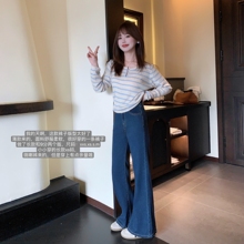 小小家 小个子小码微喇叭牛仔裤长裤高腰显高瘦深蓝色裤子150xs