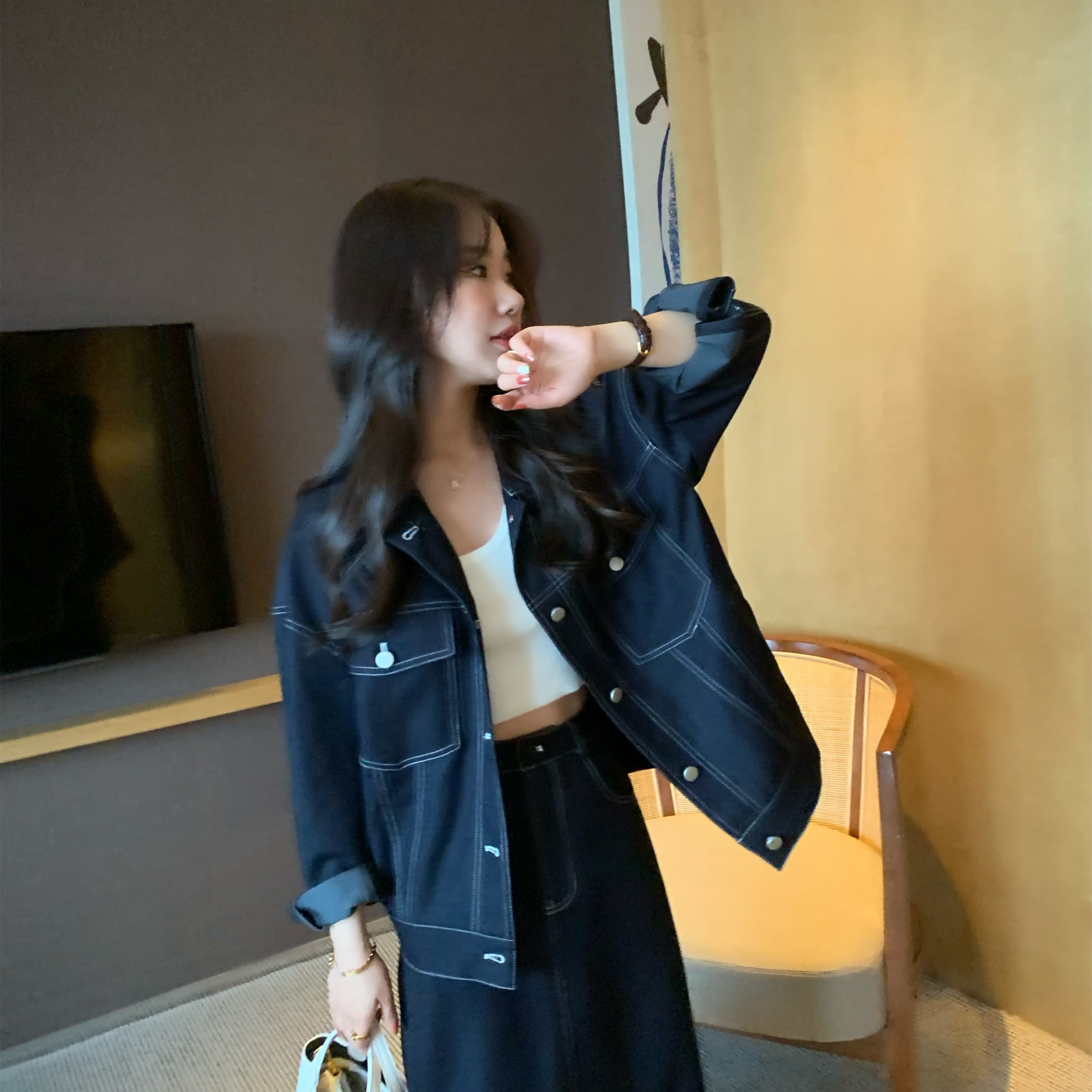 小小家休闲短牛仔外套小个子小码