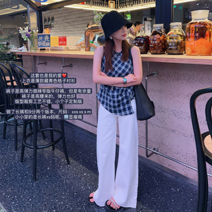 闊腿褲 小小家 子 高腰顯高瘦白色長款 微喇叭牛仔褲 小個子小碼 窄版
