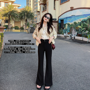 休闲裤 小小家 收腹提臀小码 瘦春新款 小个子高弹力修身 蕾丝喇叭裤