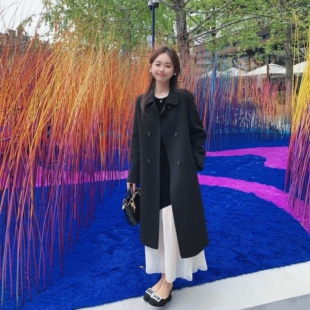 小小家 全羊毛手工双面呢大衣显高显瘦100毛双排扣外套 小个子小码