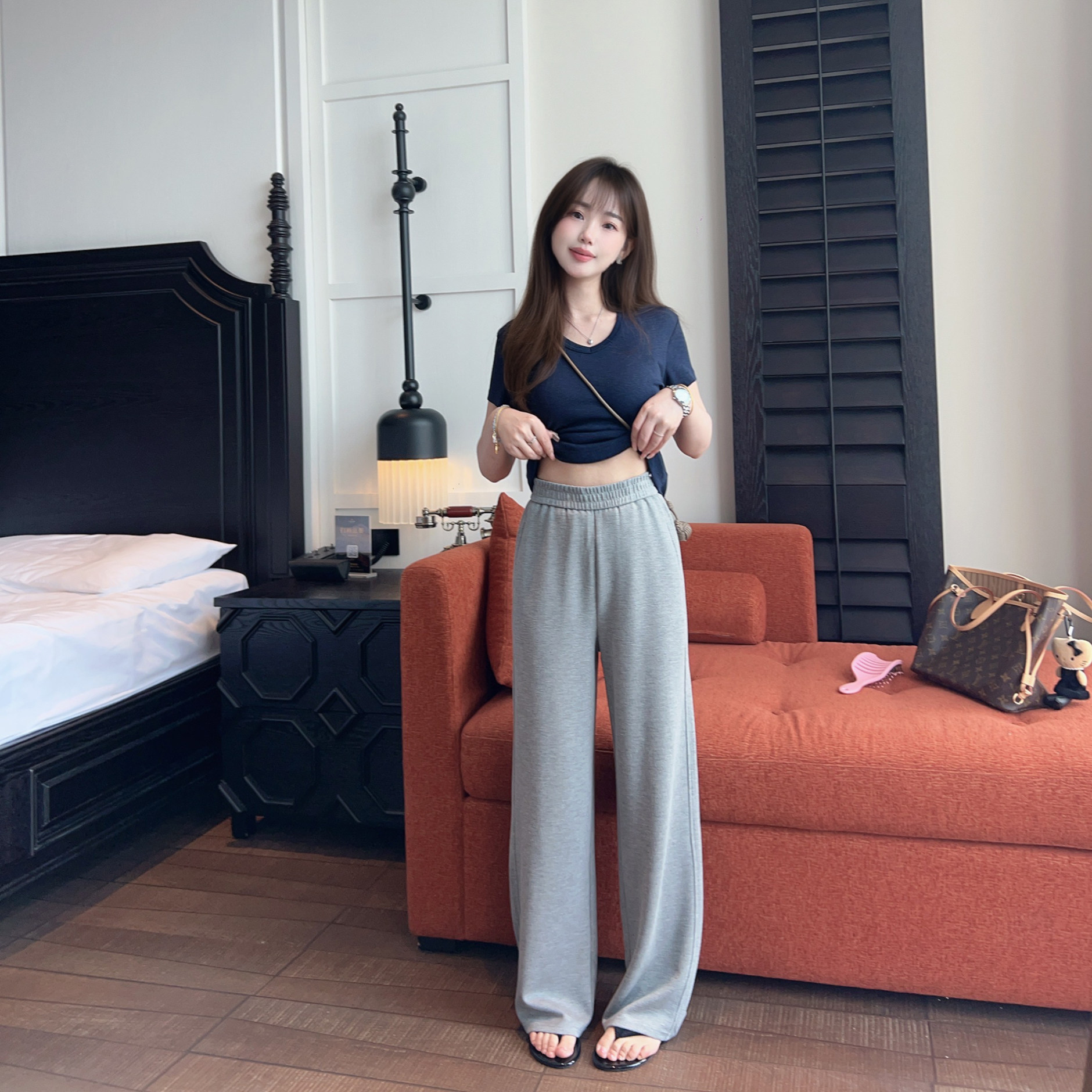 小小家 小个子巨舒服面膜裤垂感柔顺冰凉窄版休闲裤直筒阔腿长裤