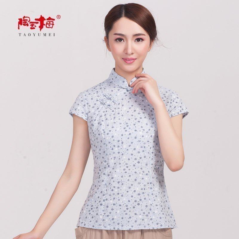 Tao Yumei Cheongsam-style jacket Cotton and hemp Collar shirt Self cultivation Show thin Chinese style Retro Shirt femalein the Women's clothing/Boutique , Shirt  category - from Buy2taobao.com to provide professional Taobao agent buy service