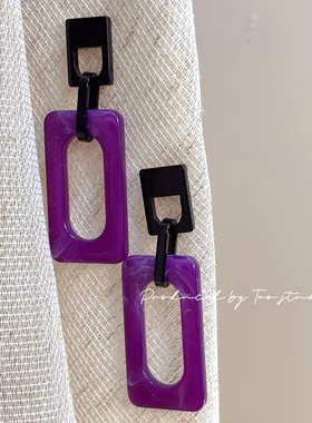 2025新款紫色晕染几何独特耳环小众设计气质耳钉夸张气质百搭耳饰