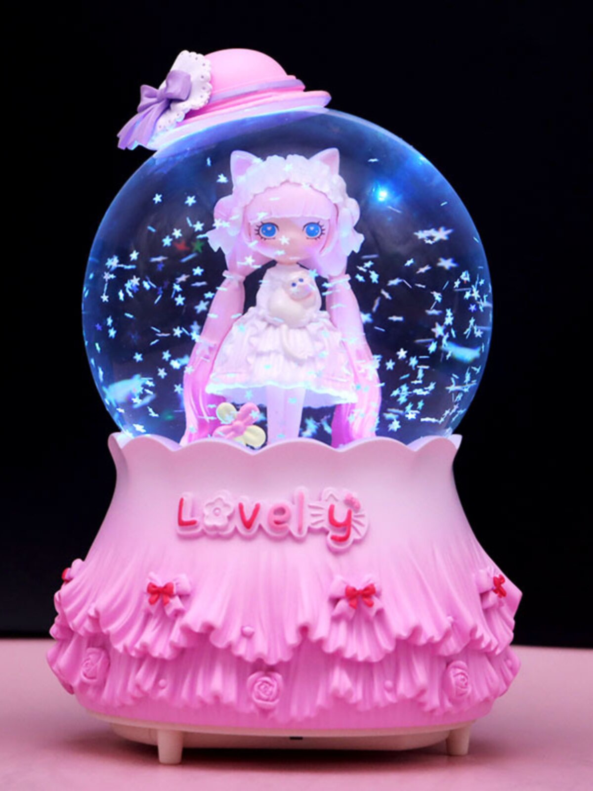 여자 뮤직 박스 귀여운 공주 로리타 크리스탈 공 여자 뮤직 박스 회전 눈 여자 선물 어린이 날