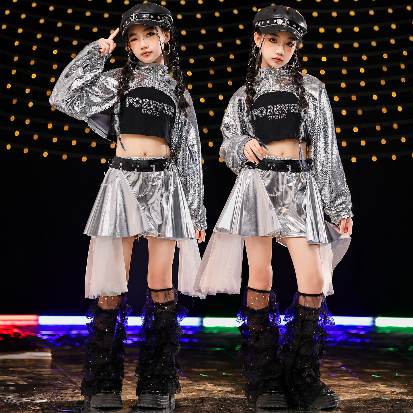 女童亮片上衣jazz爵士舞韩舞潮服