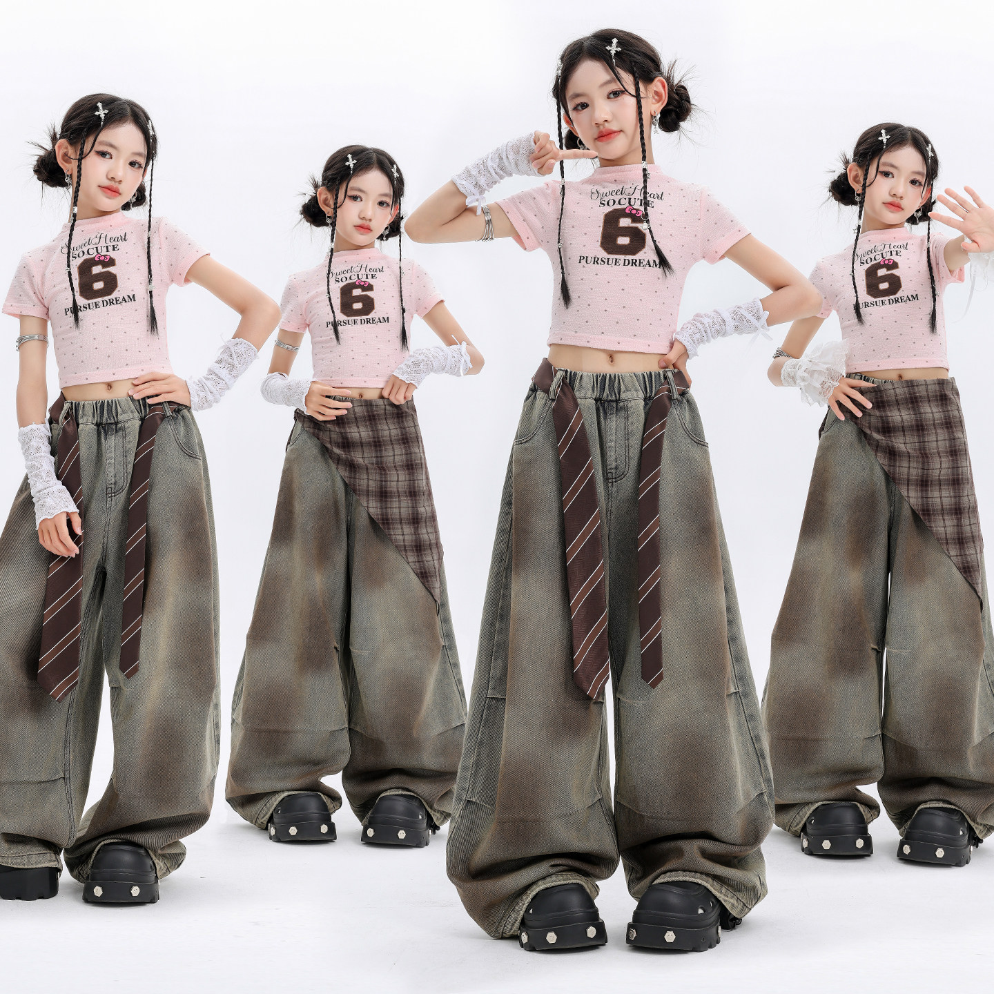 女童洋气T恤jazz爵士舞街舞服装图片