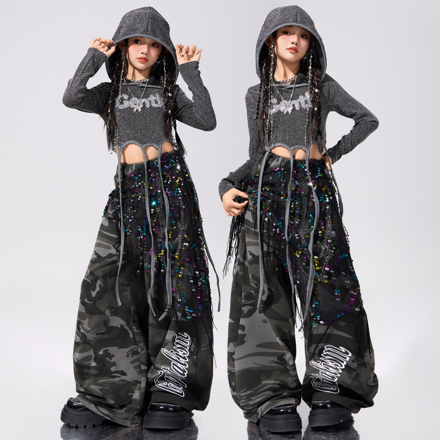 爵士舞服装女童时髦连帽上衣迷彩裤jazz练功服女团韩舞街舞演出服,童装/婴儿装/亲子装,儿童演出服,淘宝优惠券,粉丝福利购,淘宝优惠卷
