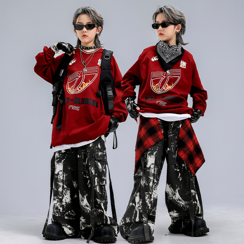 儿童酷帅T恤嘻哈街舞元旦演出服