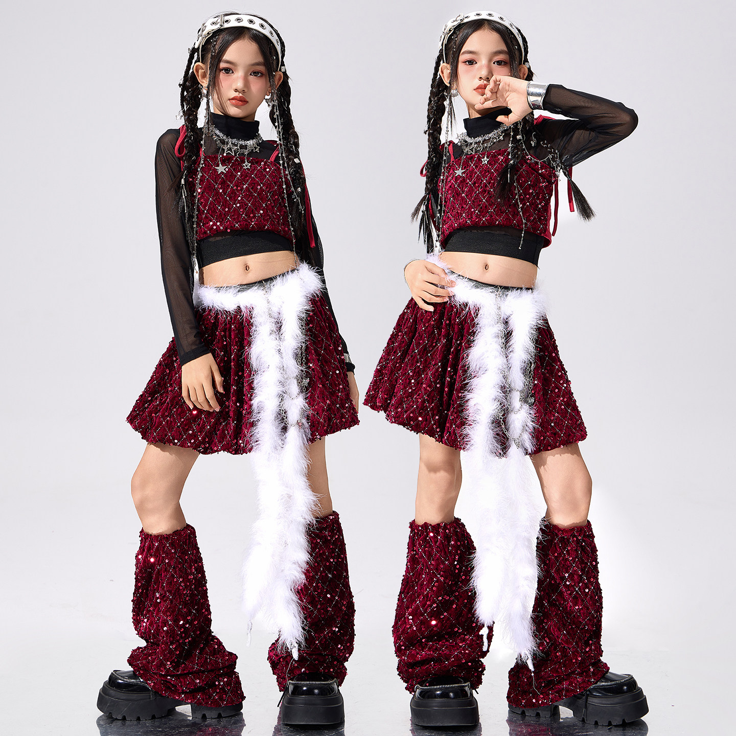 爵士舞潮服女童洋气吊带短裙舞台走秀服女团jazz韩舞街舞表演出服,童装/婴儿装/亲子装,儿童演出服,淘宝优惠券,粉丝福利购,淘宝优惠卷