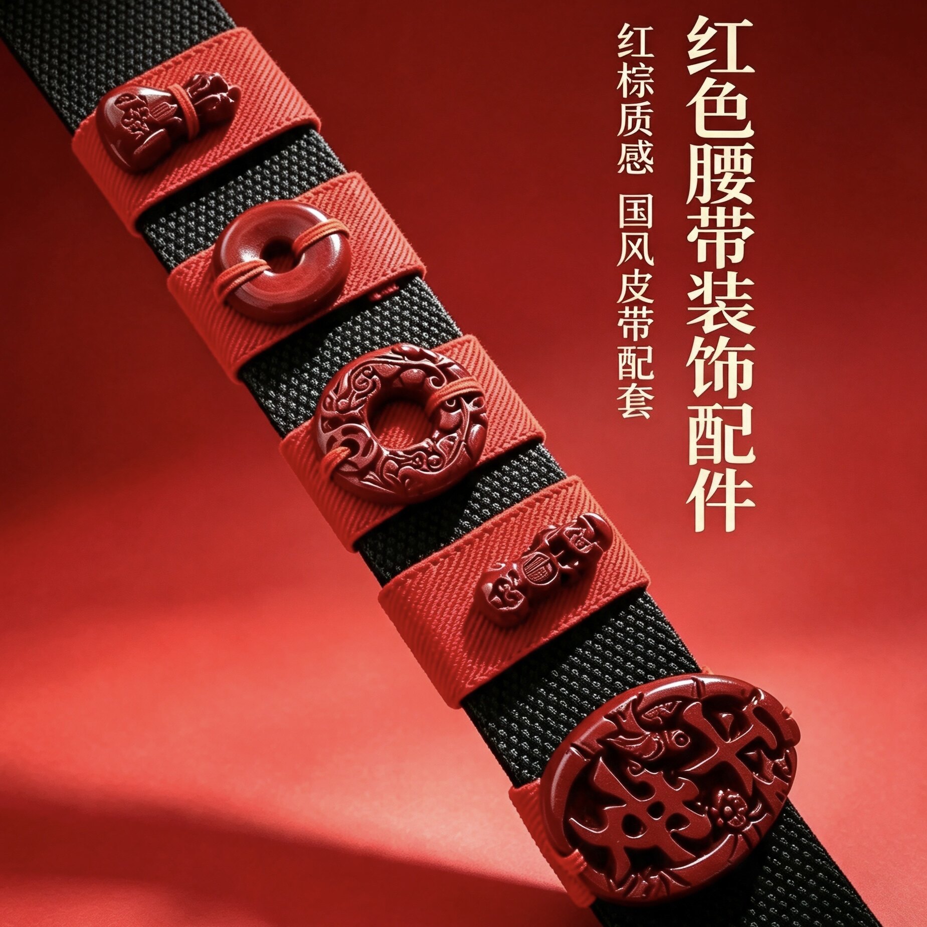 皮带装饰扣男女通用皮带环新中式腰带圈貔貅福袋配饰腰带扣腰带套图片