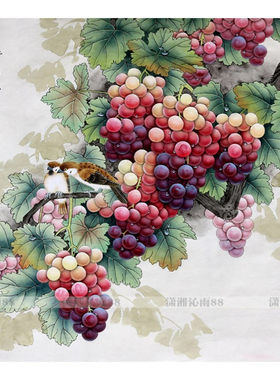 印花DMC十字绣套件客厅卧室饭厅挂画新中式水墨风景花鸟硕果葡萄
