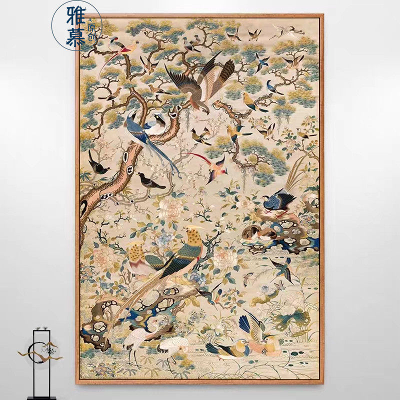 新款印花DMC十字绣套件自己绣客厅餐厅中式富贵吉祥花鸟祥和图