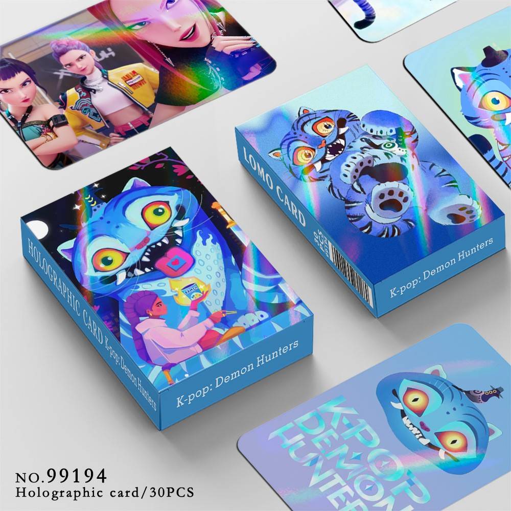30张镭射卡猎魔女团周边闪卡蓝猫珍藏照片卡双面LOMO卡贺卡片