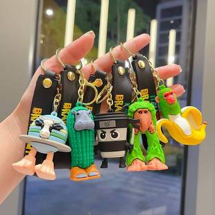 外国爆款山海经意大利抽象木棍人通通通软胶手办钥匙扣书包挂件