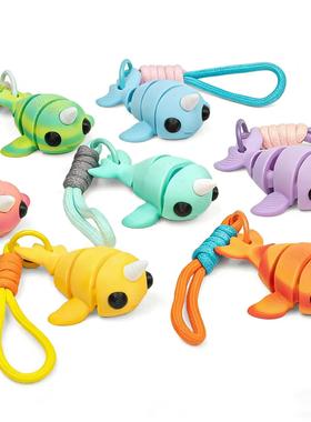 3d打印海洋动物独角鲸关节可动书包钥匙挂绳可爱深海幼崽玩具礼物