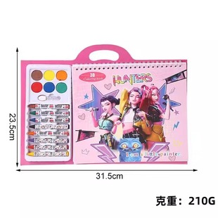 KPOP恶魔猎人漫画本猎魔女团sajaboys蓝虎喜鹊儿童带笔涂色本套装