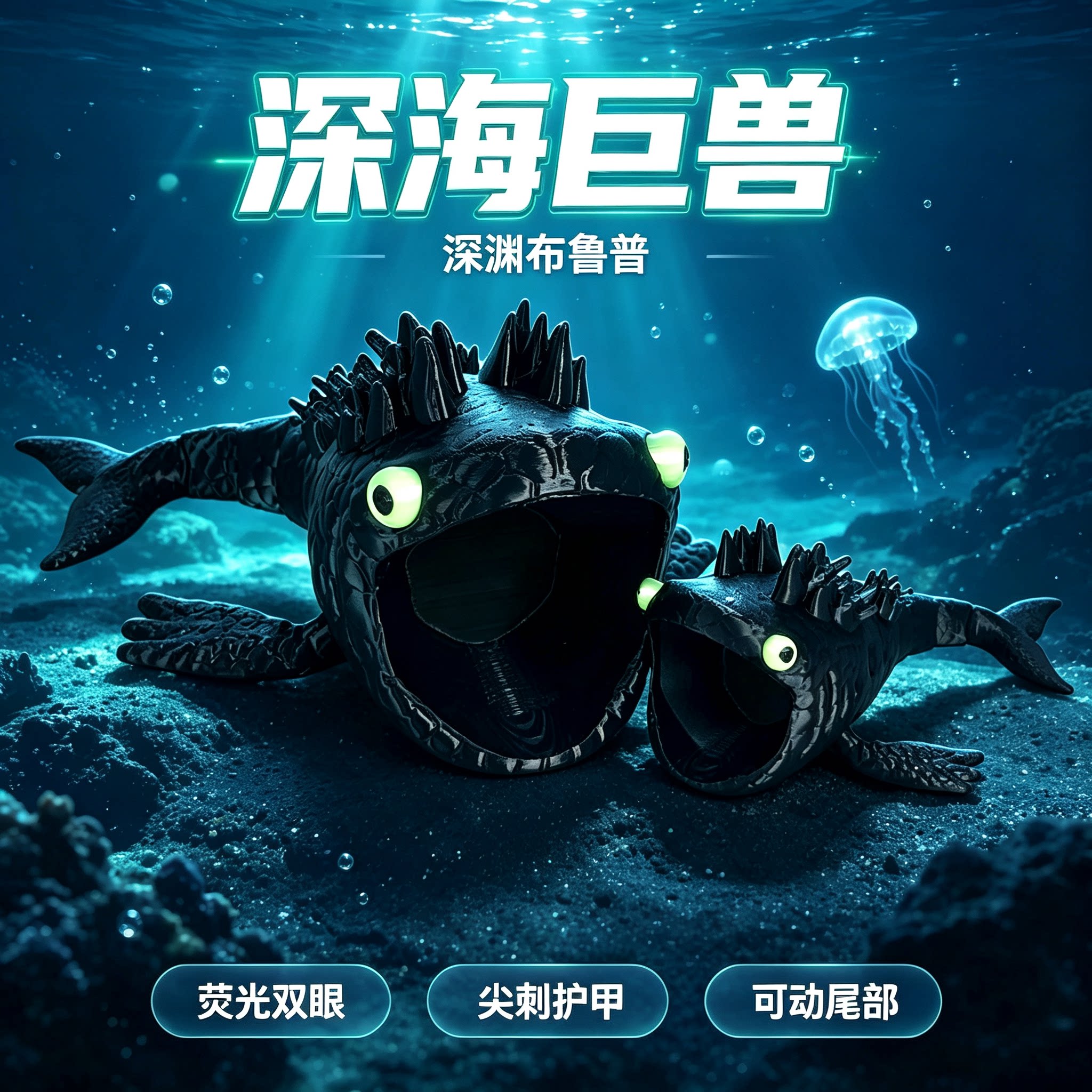 深海巨兽海怪霸主BLOOP布鲁普大型手办巨鲲大口鲨鱼玩具模型夜光图片
