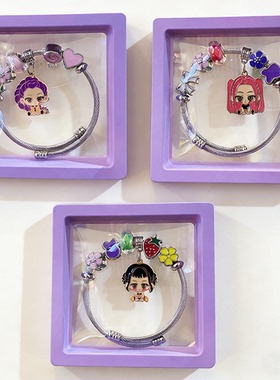 跨境爆款kpop猎魔女团鲁米手链女团三人老虎喜鹊儿童卡通手链手镯