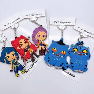 K-POP猎魔女团立体钥匙扣卡通动漫硅胶双面钥匙圈学生书包挂饰