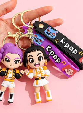 跨境新款KPOP demon hunters白衣猎魔女团Derpy变异男团手办挂件