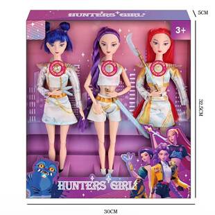 K-POP猎魔女团灯光音乐主题曲带兵器配件鲁米娃娃玩具多关节可动