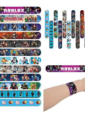 罗布乐思啪啪圈方块积木世界儿童手环动漫卡通手腕拍拍圈派对礼物