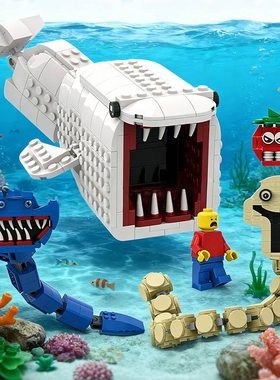 Subnautica深海迷航周边积木长手利维坦三眼蛙章鱼食海者拼装模型