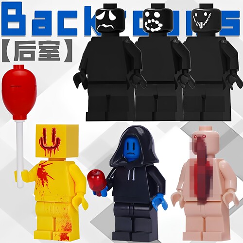 后室暗房积木扫兴客Backroom微笑者笑魇悲魇人仔儿童拼装玩具模型