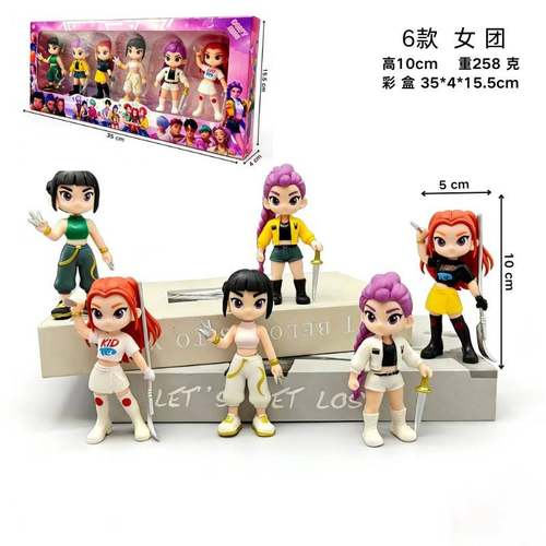 跨境新款猎魔女团手办精致版卡通米拉佐伊公仔kpop白衣鲁米摆件