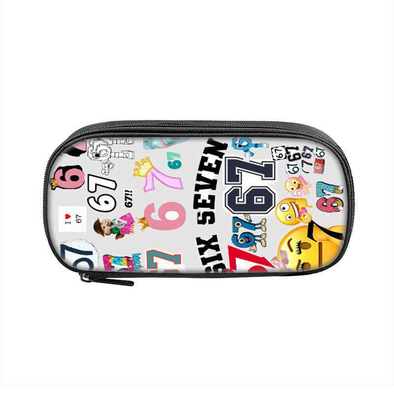 跨境新品67梗印花周边笔袋中小学生six seven铅笔文具盒学生奖励