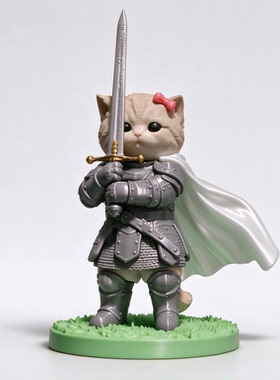 骑士猫Cat Knight手办模型13CM带底座盔甲带剑勇士禁卫军战斗猫咪