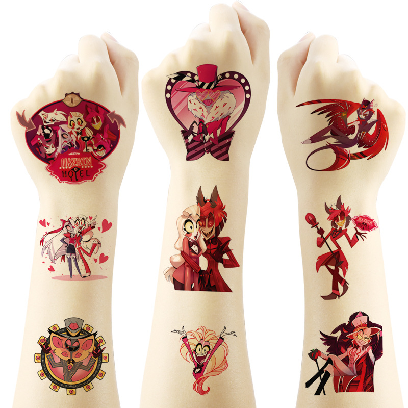 跨境热销地狱客栈防水纹身贴Hazbin Hotel动漫周边儿童卡通装饰贴