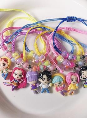 kpop猎魔女团沙加男团明星系列手链时尚DIY串珠手工编织手绳饰品