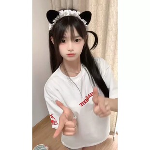 ins潮流气质刺绣火苗短袖T恤男女夏季美式重磅情侣半袖国潮上衣服
